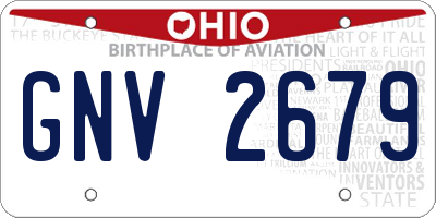 OH license plate GNV2679