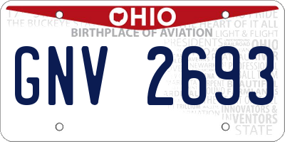 OH license plate GNV2693