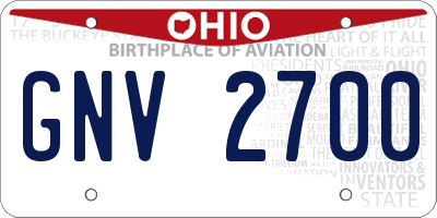 OH license plate GNV2700