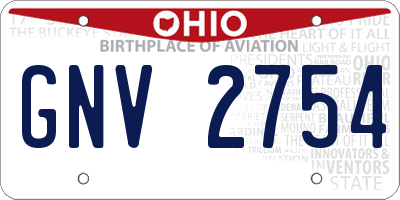 OH license plate GNV2754