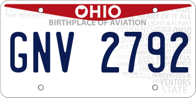 OH license plate GNV2792