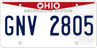 OH license plate GNV2805