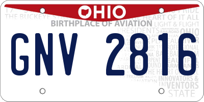 OH license plate GNV2816
