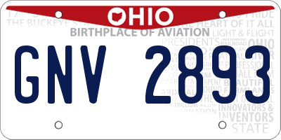 OH license plate GNV2893