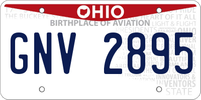 OH license plate GNV2895