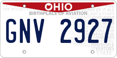 OH license plate GNV2927