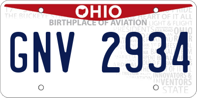 OH license plate GNV2934
