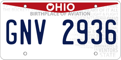 OH license plate GNV2936