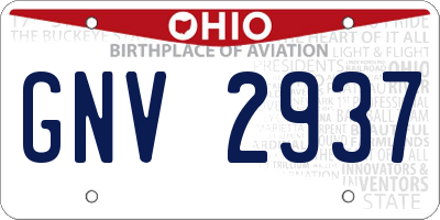 OH license plate GNV2937