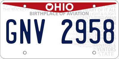 OH license plate GNV2958