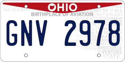OH license plate GNV2978
