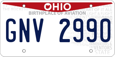 OH license plate GNV2990