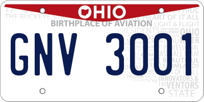 OH license plate GNV3001