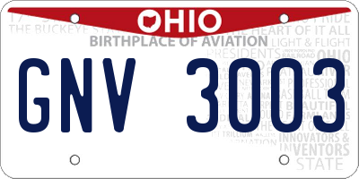 OH license plate GNV3003