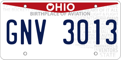 OH license plate GNV3013