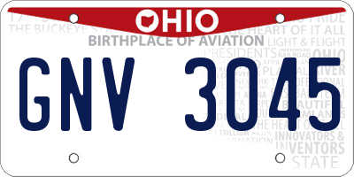 OH license plate GNV3045