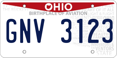 OH license plate GNV3123