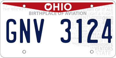 OH license plate GNV3124