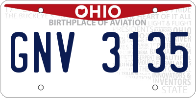 OH license plate GNV3135