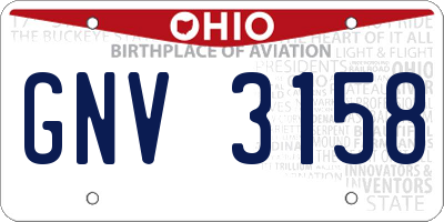 OH license plate GNV3158