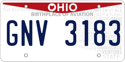 OH license plate GNV3183