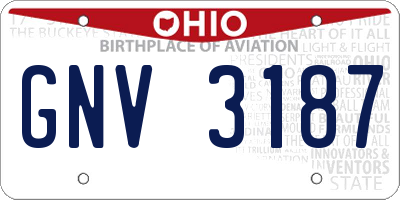 OH license plate GNV3187