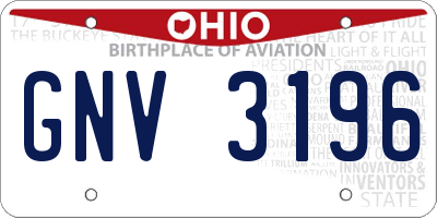 OH license plate GNV3196