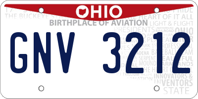 OH license plate GNV3212