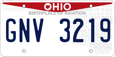 OH license plate GNV3219