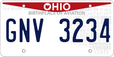 OH license plate GNV3234
