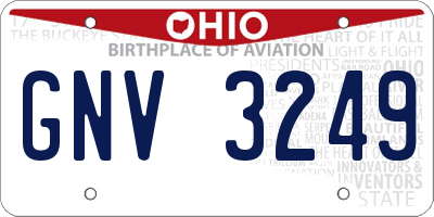 OH license plate GNV3249