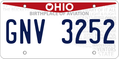 OH license plate GNV3252