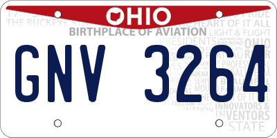 OH license plate GNV3264