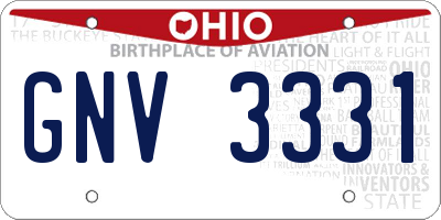 OH license plate GNV3331