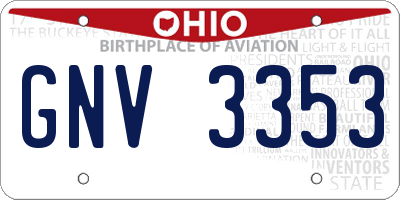 OH license plate GNV3353
