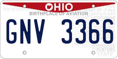OH license plate GNV3366