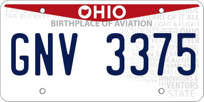 OH license plate GNV3375