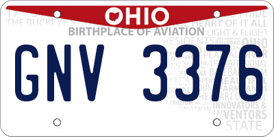 OH license plate GNV3376