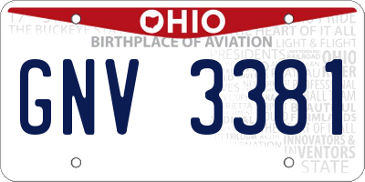 OH license plate GNV3381