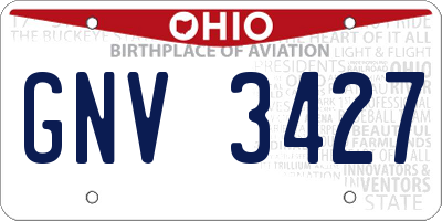OH license plate GNV3427