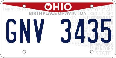 OH license plate GNV3435