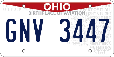 OH license plate GNV3447