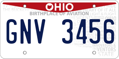 OH license plate GNV3456