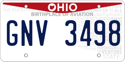OH license plate GNV3498