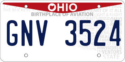 OH license plate GNV3524