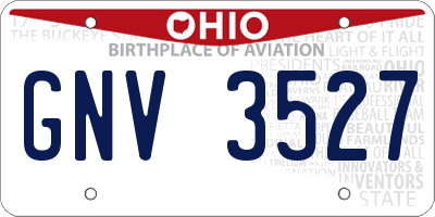 OH license plate GNV3527