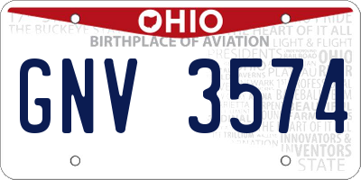 OH license plate GNV3574