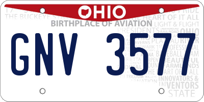 OH license plate GNV3577
