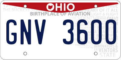 OH license plate GNV3600