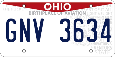 OH license plate GNV3634